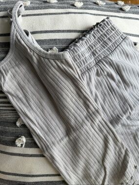 Old Navy Light Gray Pointelle Pajama Tank & Shorts Set